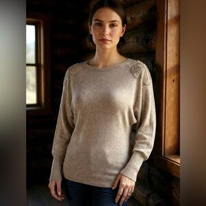 Liv Milano Tan‎ Sweater with Dragonfly Sleeves